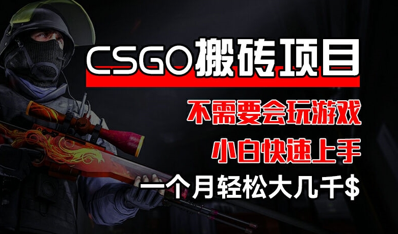 【8068期】 CSGO 装备搬砖项目，操作简单，不需要会玩游戏，小白也能快速上手，一个月轻松大几千