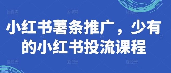 【8178期】小红书薯条推广，少有的小红书投流课程