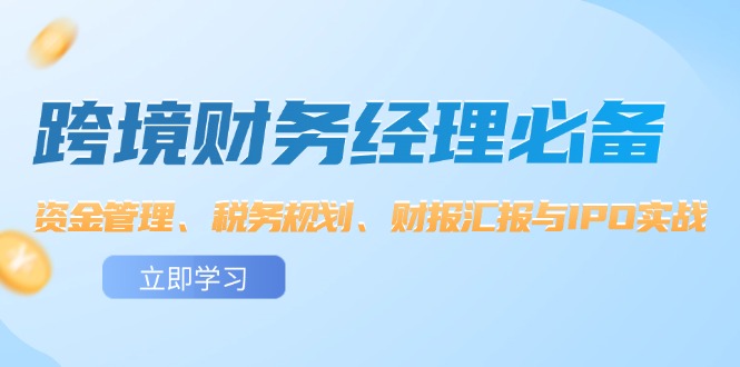 【8189期】跨境 财务经理必备：资金管理、税务规划、财报汇报与IPO实战