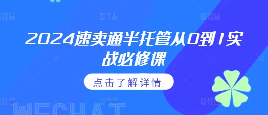 【第8710期】2024速卖通半托管从0到1实战必修课，掌握通投广告打法、熟悉速卖通半托管插图