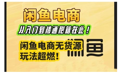 【8992期】闲鱼电商实战课，从入门到精通秘籍在此，闲鱼电商无货源玩法超燃!