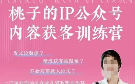 【9357期】桃子IP公众号内容获客训练营(3期)，一门让你公众号从0到商业闭环的课程