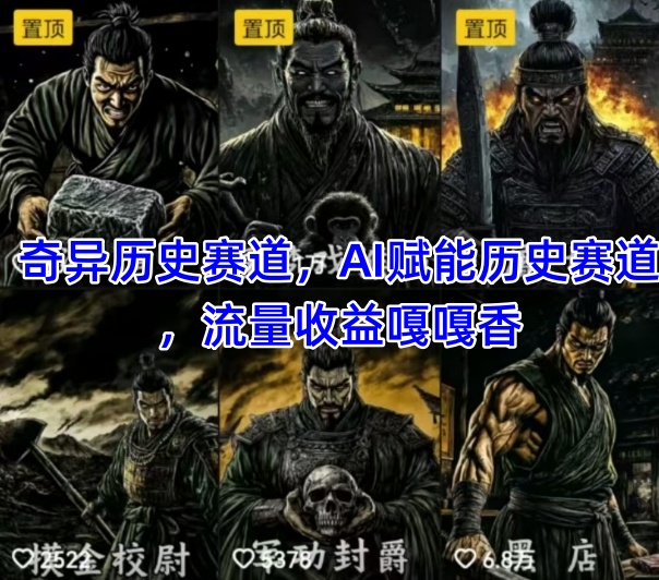 【9454期】抖音奇异历史赛道，AI赋能历史赛道，流量收益嘎嘎香，狂撸伙伴计划