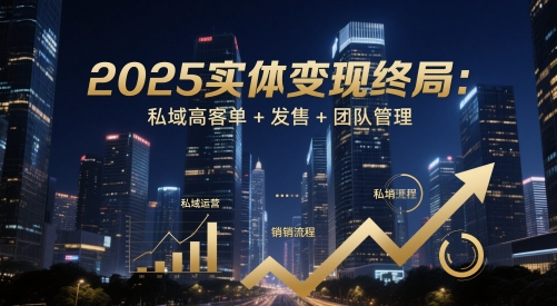 【9465期】2025实体变现终局：私域高客单+发售+团队管理