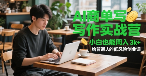 【9473期】AI商单写作实战营，小白也能周入3k+，给普通人的低风险创业课