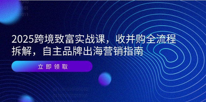 【9505期】2025跨境致富实战课，收并购全流程拆解，自主品牌出海营销指南