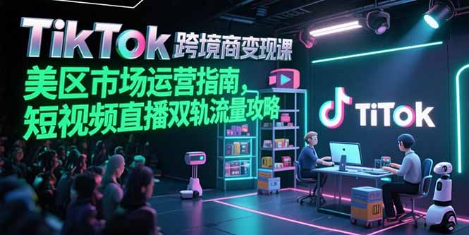 【9566期】TikTok跨境电商变现课，美区市场运营指南，短视频直播双轨流量攻略