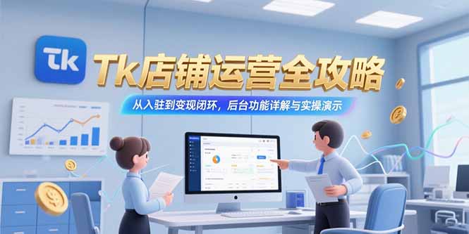 【9567期】Tk店铺运营全攻略，从入驻到变现闭环，后台功能详解与实操演示