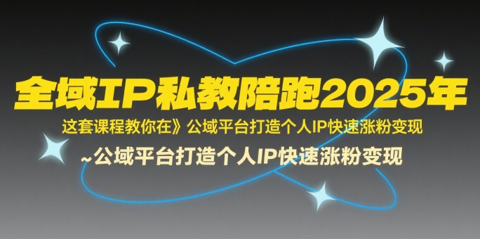 【9595期】全域IP私教陪跑2025年，这套课程教你在​公域平台打造个人IP快速涨粉变现