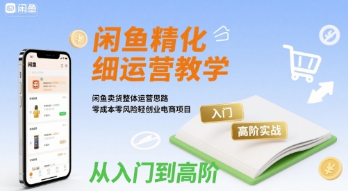 【9601期】闲鱼精细化运营入门+高阶实战教学，闲鱼卖货整体运营思路，零成本零风险轻创业电商项目