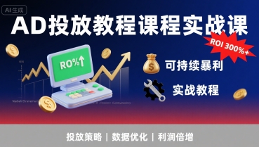 【9607期】AD投放教程课程实战课，实现广告ROI300%+可持续暴利