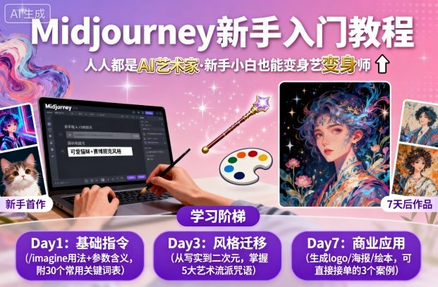 【9633期】midjourney新手入门教程：人人都是AI艺术家，新手小白也能变身艺术大师