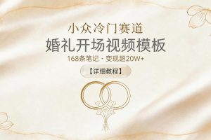 【9729期】小众冷门赛道，婚礼开场视频模板，168条笔记，变现超20W+