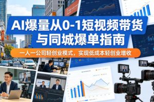 【9730期】AI爆量从0-1短视频带货与同城爆单指南，一人一公司轻创业模式