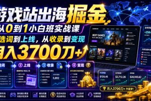 【9744期】游戏站出海掘金从0到1小白实战课，从选词到上线，从收录到变现