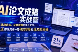 【9745期】AI论文成稿实战营，从选题定向、文献提纲到整合交付，21天带你完成一篇