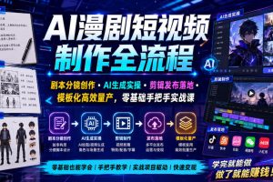 【9752期】AI漫剧短视频制作全流程｜剧本分镜创作·AI生成实操·剪辑发布落地